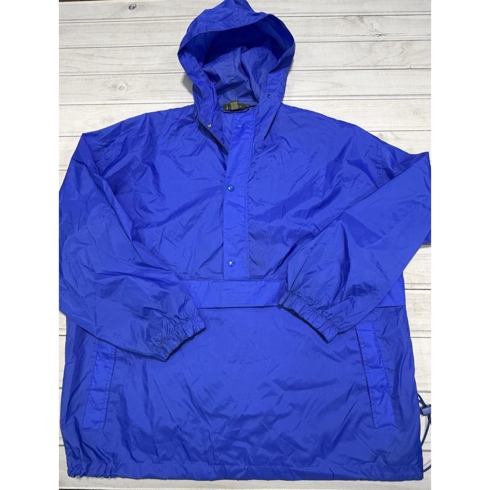 J.CREW Oarsman Jacket Mens XL Blue Pullover Anorak Windbreaker Kangaroo Pouch